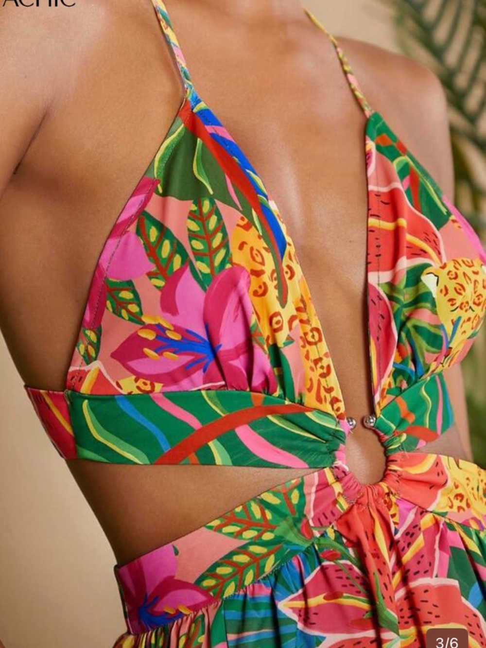 SHEIN Tropical Cutout Maxi Dress - Picture 7 of 8